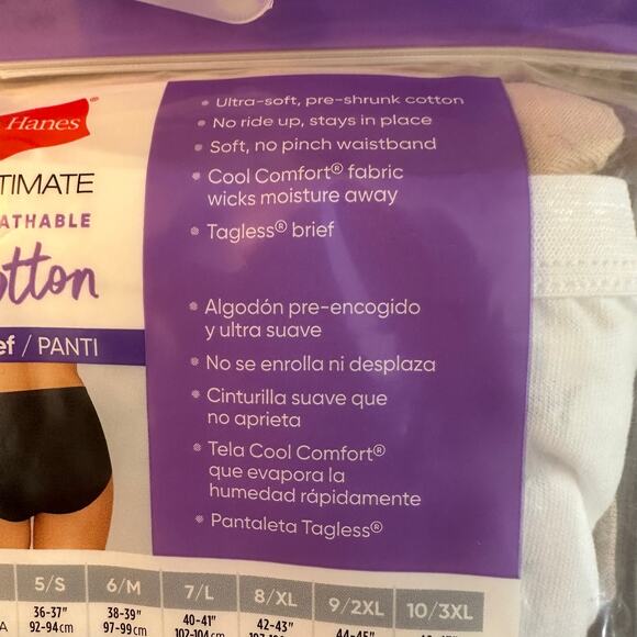 Hanes Ultimate Breathable Cotton Tagless Briefs Size 5/S Ultrasoft Waistband Lot - Picture 5 of 6